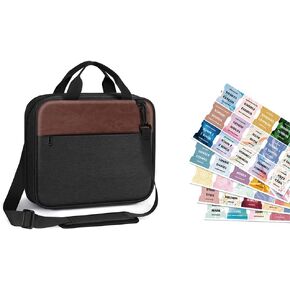 FINPAC Extra Large Bible Cover+Bible Index Tabs, with Detachable Shoulder Strap & Zippered Pocket, including 66 Named & 9 Blank Tabs