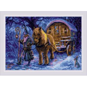 Riolis - Travel Sorcerer 1942 ، Cross Cross Stitch Kit 11¾ "x8¼ ، أنماط غرزة متقاطعة للبالغين مع دوافع الخيول والمعالج ، ومجموعات غرزة عيد الميلاد للبالغين المتقدمين والمبتدئين