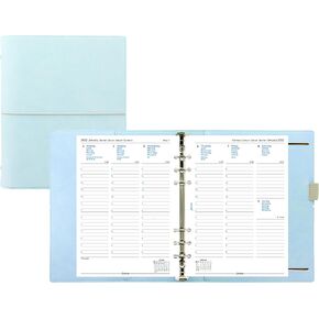Filofax Domino Soft Organizer, A5 Size, Pale Blue - Smooth, Leather-Look, Grain Effect, Tactile, Six Rings, Week-to-View Calendar Diary, Multilingual, 2025 (C022603-25)