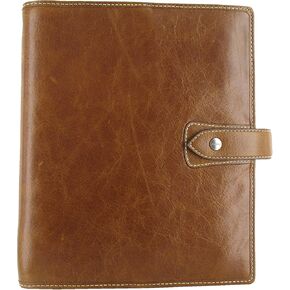 Filofax Malden Organizer, A5 Size, Ochre - Tactile, Full-Grain Buffalo Leather, Six Rings, Cotton Cream Week-to-View Calendar Diary, Multilingual, 2025 (C025847-25)