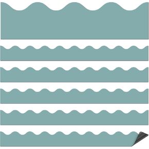24 Pcs Magnetic Borders for Classroom Whiteboard Scalloped Bulletin Board Borders Magnetic Strips Chalkboard Trim for School Teacher Office Decorations(Eucalyptus Green)