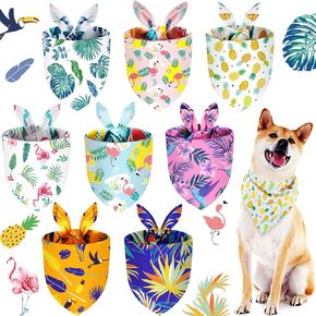 Frienda 8 قطع الصيف Pet Bandanas Triangle Dog Bandana Hawaiian Dog Dick Triangle Bibs قابلة للتعديل فاكهة الفاكهة الفاكهة المطيرة للحيوانات الأليفة الكبيرة (L)