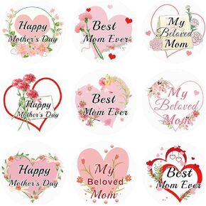 270pcs 2 بوصة ملصقات عيد الأم السعيدة ملصقات عيد الأم الشفافة ملصقات مداخل عيد الأم ملصقات مغلفات الأمهات أفضل أمي من أي وقت مضى على الإطلاق.