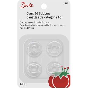 Dritz Class 66 Reusable Bobbins, 4 Count, Clear Plastic