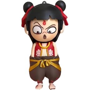 Nezha anime شخصية قابلة للتحصيل وجه دمية متغيرة مع 4 وجوه قابلة للتبديل تمثال الأزياء الصينية التقليدية ، ديكور مكتب لطيف لعشاق أنيمي ، تصفيفة الشعر الشريط الأحمر الرائعة
