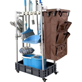Rolling Cleaning Cart, Cleaning Tools Organizer, Housekeeping & Janitorial Cart