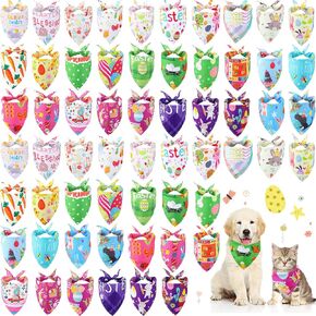 Sanwuta 60 PCS Easter Dog Bandanas Bulk Bunny Dog Bandanas Buppy Puppy Pibs Triangle Complich Holiday Pet for Small Mediance Pet (نمط الأرنب)