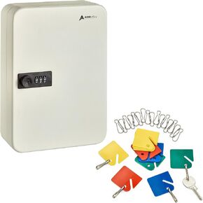 Adiroffice Combination Lock Keys Cabinet (48 Keys ، White) Tarching Key Tags (حزمة 20) حزمة