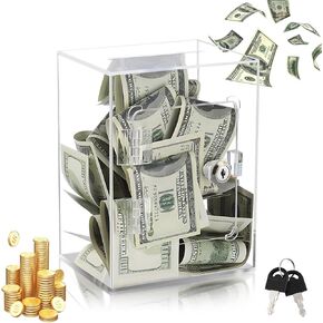 Clear Piggy Bank ، Bank Acrylic Piggy Bank مع مفتاح للبالغين الأطفال المفتوحين القابلة لإعادة الاستخدام ، حاوية تخزين نقدية للعملة؟