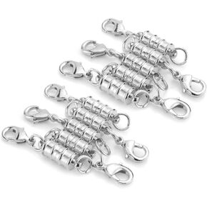 Tegg Popular 10 Pcs Silver Plated Magic Magnetic Clever Clasp Built-in Safety Magnetic Lock with Lobster Clasp for Jewelry Making DIY Necklace Bracelet.