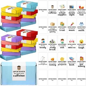 Zhanmai 24 Pack Open When Box for College Student with Stickers, College Card Package Gift, College Care Package Gift, Personalized Gift for College Student, Cash Holder, Money Holder