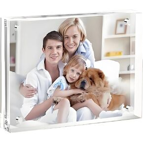 Acrylic Frame, 5x7 Acrylic Picture Frame, Double Sided Magnetic Frameless Clear Picture Frame, Desktop Display Photo Frame Best Gift for Family, Baby, Friend (Clear, 5x7(1 PACK))