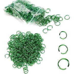 900pcs O Ring Connecors حلقات القفز المعدنية مفتوحة مجموعة حلقات القفز من الفولاذ المقاوم للصدأ لموصلات صنع المجوهرات (الأخضر 6 ، 8 ، 10 ملم)