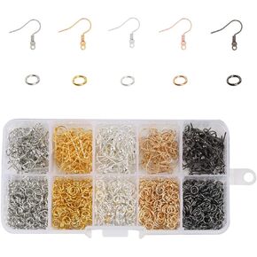 1150 pcs قرط السنانير المفتوحة حلقات القفزة hypoallergenic حبة الزنبرك الربيع خطاف الأذن خطافات الفولاذ المقاوم للصدأ الصلب مجموعة لوازم مجموعة لمجوهرات ديي صنع النتائج الحرفية أقراط القلادة الملحقات