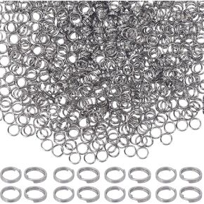 Sunnyclue 1 Box 1000pcs 5mm قفزة فضية حلقة من الفولاذ المقاوم للصدأ حلقات مزدوجة الحلقات مستديرة حلقات معدنية صغيرة لمجوهرات صنع لوازم ديي قلادات الأقراط