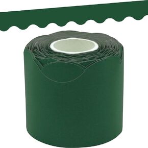 Teacher Created Resources Pine Green Scalloped Rolled Border Trim - 50ft - Decorate Bulletin Boards, Walls, Desks, Windows, Doors, Lockers, Schools, Classrooms, Homeschool & Offices