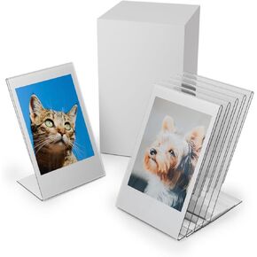 3.5x4.25 Inch Mini Photo Frame Holder for Polaroid Now i-Type/600/SX-70, Acrylic Picture Frame for Polaroid OneStep+/Instax Wide 400/300/200/210/ Films, Desktop Mini Photo Display (5 Packs)