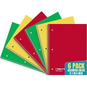 1 intheoffice wide wide bookboor ، 1 دفتر ملاحظات موضوع ، 8 "× 11" ، 70 ورقة ، ألوان متنوعة ، 6 حزمة