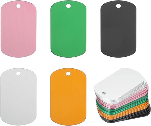 PATIKIL Metal Stamping Blanks Tags 2", 50 Pcs Anodized Aluminum Blank Dog Tags Rectangle Laser Engraving Blanks ID Name Tag with Hole, Silver/Pink/Black/Green/Gold in Saudi Arabia