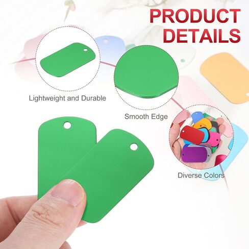 PATIKIL Metal Stamping Blanks Tags 2", 50 Pcs Anodized Aluminum Blank Dog Tags Rectangle Laser Engraving Blanks ID Name Tag with Hole, Silver/Pink/Black/Green/Gold in Saudi Arabia