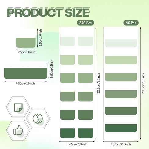 Janlaugh 300 PCS لزجة فهرس تبويب كتب الكتاب المقدس علامات تجارية لتصنيف صفحة التدوين لتصنيف ملفات الدفاتر (Sage Green) in Kuwait