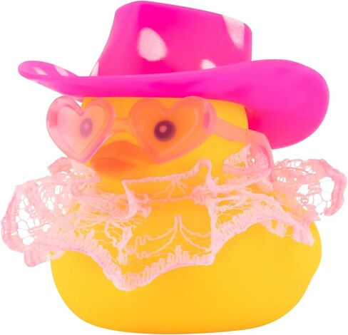 wonuu Rubber Duck Car Ornaments Duck Car Dashboard Decorations for Cute Car Accessories with Dress Heart Shape Sunglasses, White&Pink-Plaid Skirt in Saudi Arabia