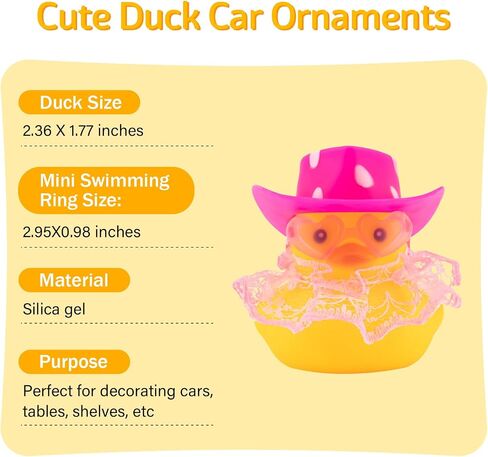 wonuu Rubber Duck Car Ornaments Duck Car Dashboard Decorations for Cute Car Accessories with Dress Heart Shape Sunglasses, White&Pink-Plaid Skirt in Saudi Arabia