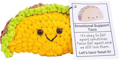 Handmade Emotional Support Taco Gift, Cute Knitted Taco Doll with Front Card and Wooden Base.Birthday Gift Car Decoration Room Office Decoration in Kuwait