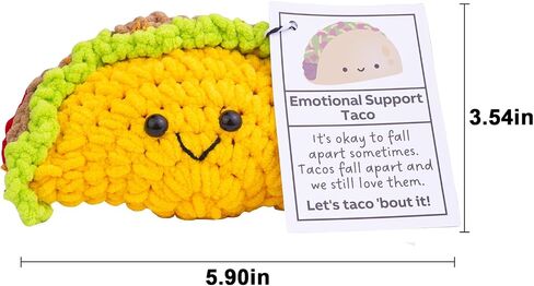 Handmade Emotional Support Taco Gift, Cute Knitted Taco Doll with Front Card and Wooden Base.Birthday Gift Car Decoration Room Office Decoration in Kuwait
