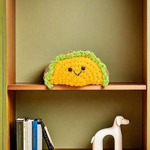 Handmade Emotional Support Taco Gift, Cute Knitted Taco Doll with Front Card and Wooden Base.Birthday Gift Car Decoration Room Office Decoration in Kuwait
