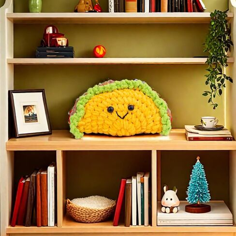 Handmade Emotional Support Taco Gift, Cute Knitted Taco Doll with Front Card and Wooden Base.Birthday Gift Car Decoration Room Office Decoration in Kuwait