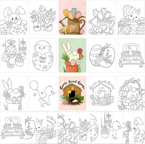 36pcs 8 × 10 بوصات صفحات تلوين الربيع للأطفال ، بلون كبير ، مفضلات الحرف الورقية الفراشة الخاصة بك. in Kuwait