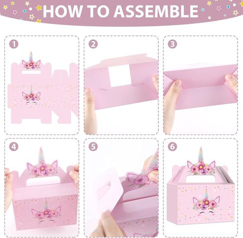 ZOIIWA 24Pcs Unicorn Party Favor Boxes Rainbow Themed Treat Boxes Pastel Unicorn Candy Goodie Box Princess Paper Gift Box with Handle Decorations for Birthday Baby Shower Wedding Party Decor Supplies in Saudi Arabia