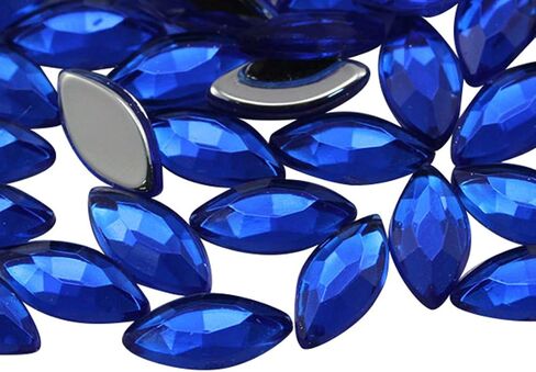 Allstarco 10x5mm Jet Black H101 Flat Back Navette Acrylic Jewels Marquise Rhinestones Face Gems Card Making Embelishments Horse Eye 13/64" x 7/16" - 75 Pieces in Saudi Arabia