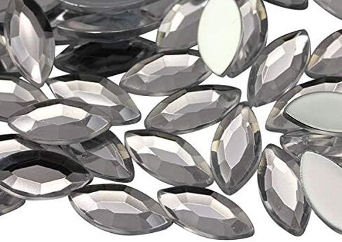 Allstarco 10x5mm Jet Black H101 Flat Back Navette Acrylic Jewels Marquise Rhinestones Face Gems Card Making Embelishments Horse Eye 13/64" x 7/16" - 75 Pieces in Saudi Arabia