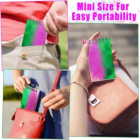24 PCS الساحرة الساحرة MINI SPONPADS 3.9 × 2.4 بوصة الدفاتر الجيب الوردي والأخضر بالجملة ، وتفضل حفلات الساحرة 30 صفحة لكل منهما ، مناسبة لصالح حفلات عيد الميلاد ، وجوائز الكرنفال ، والمكافآت in Kuwait