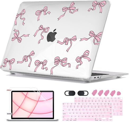 for MacBook Air 13 inch Case 2021 2020 2019 2018 A2337 M1 A2179 A1932, Scratch-Resistant Printed Pattern Plastic Hard Shell Cases Laptop Cover for MacBook Air M1 13.3 Touch ID, Bowknot in Saudi Arabia