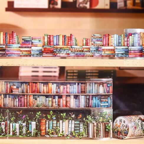 TIAMECH 6 Rolls Roaming in The Sea of Books Series PET Scrapbook Tapes, Bookshelf Corridor Old Book Decorative Tape Stickers for Junk Journaling, Scrapbooking Supplies, and Ephemera in Saudi Arabia
