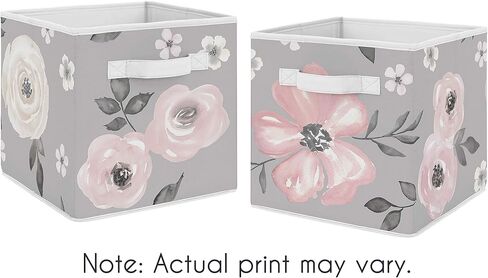 Sweet Jojo Designs Blush Pink Boho Shabby Chic Floral Girl Collapsible Fabric Storage Cubes Foldable Bins Organizer Boxes for Kids Baby Children Toys Set of 2 Off White Bohemian Vintage Flower Elegant in Saudi Arabia