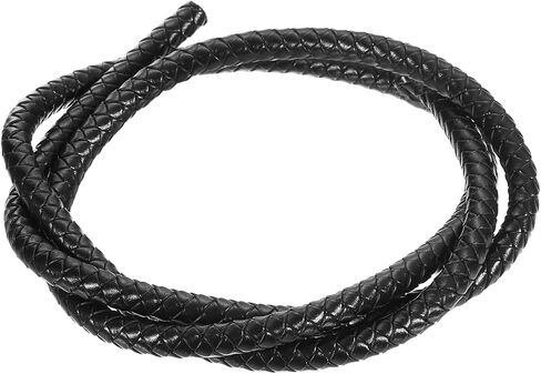 MECCANIXITY Braided Leather Cord, Round Leather Bolo Tie String Rope for Crafts, Jewelry Making, Necklace, Bracelets, 8mm x 1m, Black in Saudi Arabia