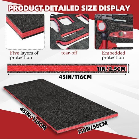Extra Large Shadow Foam Tool Box Inserts - 45x22x1in, 4 High Density Polyethylene Foam Sheets for Toolbox Cases in Kuwait