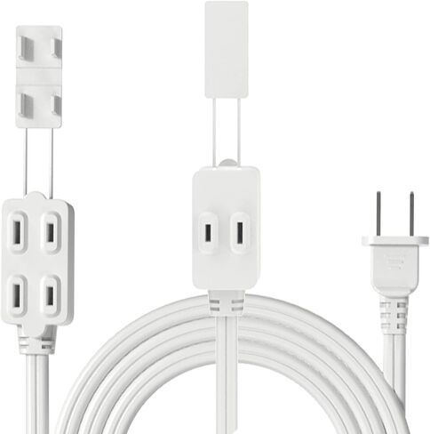 TOPDC 2-Pack 16 AWG 2 Prong Extension Cord, 6 Ft Indoor 16/2 Extension Cord Power Strip with Safety Cap Protect, 3-Oultlet, 13 Amps, 1625 Watts, 125 Volts, ETL Listed, White Color in Saudi Arabia
