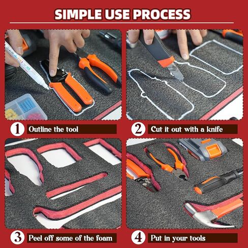 Extra Large Shadow Foam Tool Box Inserts - 45x22x1in, 4 High Density Polyethylene Foam Sheets for Toolbox Cases in Kuwait
