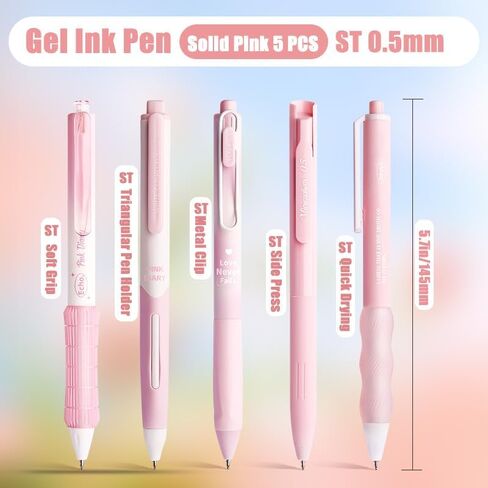 10 Count Pastel Gel Ink Pen Set,Cute Note Taking 0.5mm Fine Point Retractable 10 Count Black Ink Pens with for Writing, Journaling, School, Office (Pink) in Kuwait