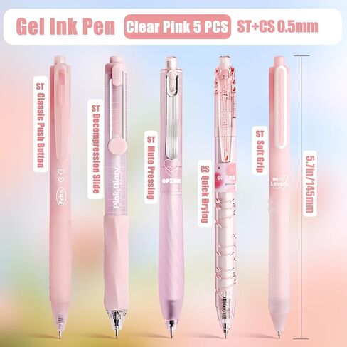 10 Count Pastel Gel Ink Pen Set,Cute Note Taking 0.5mm Fine Point Retractable 10 Count Black Ink Pens with for Writing, Journaling, School, Office (Pink) in Kuwait