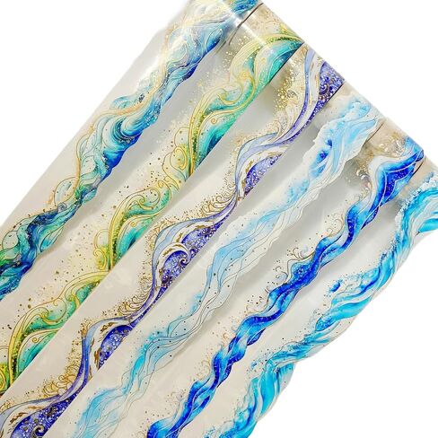 TIAMECH 6 Rolls Star River Waves Series PET Scrapbook Tapes, Bronzing Wavy Splashing Shadow Decorative Tape Stickers for Junk Journaling, Die-Cutting Tape Scrapbooking Supplies, and Ephemera in Saudi Arabia