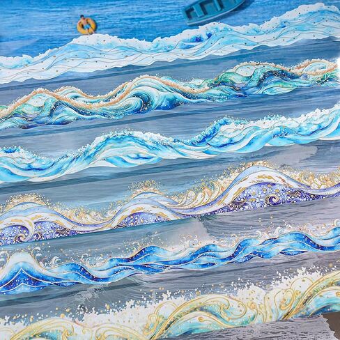 TIAMECH 6 Rolls Star River Waves Series PET Scrapbook Tapes, Bronzing Wavy Splashing Shadow Decorative Tape Stickers for Junk Journaling, Die-Cutting Tape Scrapbooking Supplies, and Ephemera in Saudi Arabia