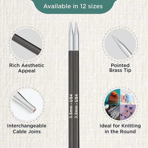 KnitPro Karbonz Interchangeable Circular Needle 5" (13cm) | US Size 4 (3.5mm) in Saudi Arabia