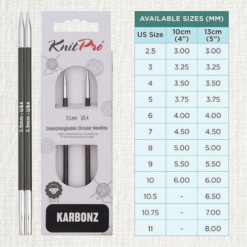 KnitPro Karbonz Interchangeable Circular Needle 5" (13cm) | US Size 4 (3.5mm) in Saudi Arabia