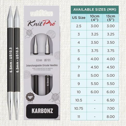 KnitPro Karbonz Interchangeable Circular Needle 5" (13cm) | US Size 4 (3.5mm) in Saudi Arabia